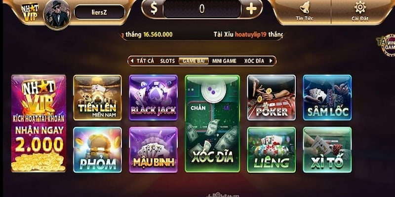 Sân chơi sở hữu một hệ thống game bài ăn tiền vô cùng đô sộ